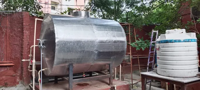 Insulated hot water storage tank at Alankrita Resort, Hyderabad